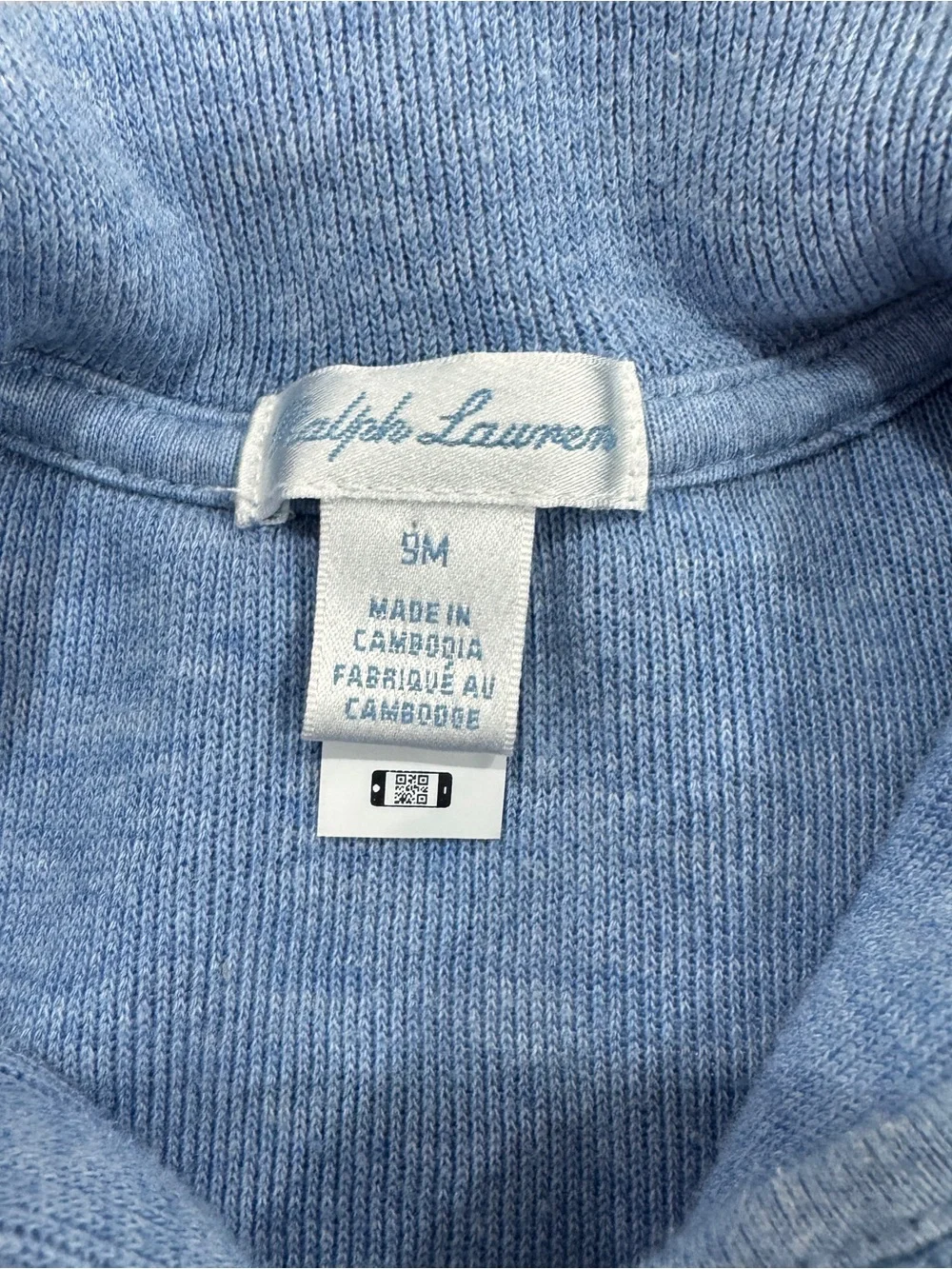 Ralph Lauren Blue Knit Half-Zip Sweater Baby 9M Cotton Blend Preppy